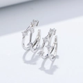 Zweilagige Ohrmanschette aus S925 Sterlingsilber mit funkelndem Zirkonia-Besatz - 925er Silber / Weiß