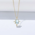 Collar de plata S925 con colgante de estrella y topacio azul claro en cadena dorada - Plata 925 / Amarillo