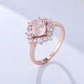 925 silver ring with cushion-cut pink gemstone and rose gold finish in close-up view - US 6 / Rose Gold