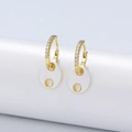 Elegant 925 sterling silver gold plated hoop earrings with white enamel charms - 925 Silver / White
