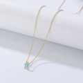 S925 zilveren gouden ketting met blauwe emaille sterhanger en kleine diamant - 925 zilver / Turkoois