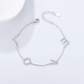 Elegant 925 sterling silver LOVE bracelet with sparkling cubic zirconia on a cable chain - 925 Silver / Silver