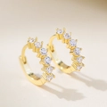 925 silver C-shaped gold hoop earrings with white zircon stones for women - 925 Silver / Yellow
