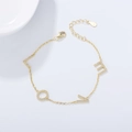 Elegant gold S925 sterling silver LOVE letter bracelet with shimmering zircon stones - 925 Silver / Gold
