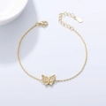 Elegante bracciale a farfalla in argento sterling S925 con zirconi su una catena dorata - Argento 925 / Oro