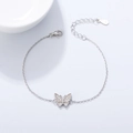 Elegante bracciale a farfalla in argento sterling s925 con pietre di zircone e chiusura a moschettone - Argento 925 / Bianco