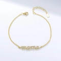 925 silver gold-plated Mama bracelet with micro-pave zircons for women's jewelry - 925 Silver / Yellow