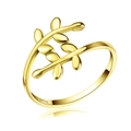 Elegant gold-plated S925 sterling silver leaf ring with an adjustable open design - SR119-W