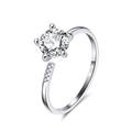 Adjustable S925 sterling silver ring with large round solitaire and pave accents - SR153