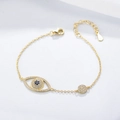 Pulsera minimalista de plata 925 con ojo de la suerte y piedras de circón azul y blanco - Plata 925 / Dorado