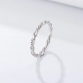 Elegant twisted silver S925 ring with zircon accents on a clean white background - US 5 / White