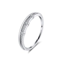 Adjustable S925 sterling silver ring with beaded texture and three clear cubic zirconia - SR161