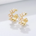 Orecchini a cerchio a C in argento S925 dorato con grappoli di perle a quadrifoglio - Argento 925 / Giallo