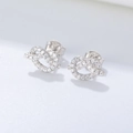 Pendientes de nudo minimalistas de plata de ley 925 con circonitas blancas brillantes - Plata 925 / Blanco