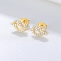 Pendientes de nudo en plata S925 dorada con circonitas blancas y un diseño minimalista - Plata 925 / Amarillo