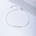 Minimalist S925 sterling silver chain bracelet with a sparkling micro-pave bar accent - 925 Silver / Silver