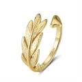 Adjustable S925 gold-plated ring featuring leaf and triangle geometric designs - SR274-14K