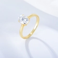 Anello classico in argento s925 dorato con zircone solitario ovale incastonato a quattro griffe - US 5 / Giallo