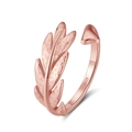 Rose gold S925 sterling silver open ring with leaf and triangle adjustable design - SR274-R