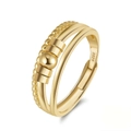 Minimalist S925 sterling silver open adjustable ring in elegant polished gold finish - SR298-14K