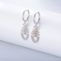 Eleganti orecchini a lisca di pesce in argento sterling 925 con zirconi scintillanti - Argento 925 / Bianco