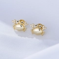 Cute 925 silver crab stud earrings with gold finish and sparkling zircon stones - 925 Silver / Yellow