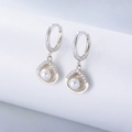 Orecchini a conchiglia in argento S925 con perle e cristalli lucidi per donna - Argento 925 / Bianco