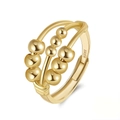 Gold S925 silver adjustable abacus spinner ring with triple-layered sliding beads - SR299-14K