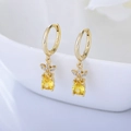 Elegantes pendientes de aro de piña en plata de ley S925 dorada con circonita amarilla - Plata 925 / Amarillo