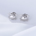 Sparkling S925 sterling silver crab stud earrings with cubic zirconia stones - 925 Silver / White