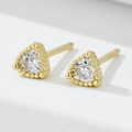 Pendientes de triángulo en plata S925 con circonitas y detalles de textura milgrain - Plata 925 / Dorado