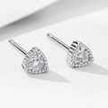 Pendientes de botón triangulares minimalistas de plata 925 con circonitas brillantes - Plata 925 / Plateado