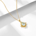 925 silver necklace featuring a pear-cut sky blue topaz pendant with vintage bead edge - 925 Silver / Gold