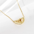 Elegante collana in argento S925 dorato con due cuori intrecciati e cristalli luccicanti - Argento 925 / Oro