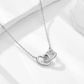 Collana in argento S925 con cuori intrecciati e pavé di zirconi su base di pietra - Argento 925 / Platino