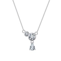 Elegant S925 silver necklace with sparkling round and pear-cut zircon pendant - Round & Pear Three-Stone Box Chain Necklace (APN47-P) / Silver