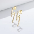 Minimalist S-shaped 925 silver stud earrings with 18K gold plating and pavé cubic zirconia - 925 Silver / Gold