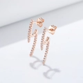 Geometrische S925 Sterling Silber Ohrstecker in Roségold mit Pavé-Zirkonia Steinen - 925er Silber / Roségold