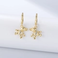 Orecchini a cerchio con orsetto in argento S925 dorato e zirconi a cuore - Argento 925 / Oro