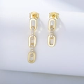 Orecchini asimmetrici a catena in argento 925 placcato oro con zirconi bianchi lucidi - Argento 925 / Oro