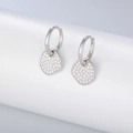 Pendientes colgantes geométricos de plata S925 con circonitas pavé y diseño moderno - Plata 925 / Blanco