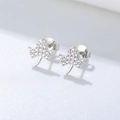 Elegante S925 sterling zilveren bladknopjes met sprankelende zirkonia inleg - 925 zilver / Wit