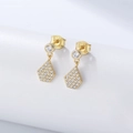 S925 sterling silver geometric drop earrings with gold plating and cubic zirconia - 925 Silver / Gold