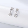 S925 sterling silver geometric pentagon earrings with micro-set cubic zirconia stones - 925 Silver / Silver