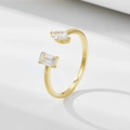 Minimalistischer goldener Ring mit Zirkonia im Marquise- und Smaragdschliff Akzent - US 7 / Offener Ring / Gold