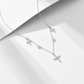 925 sterling zilveren ketting met kruishangers en zirkonia voor een elegante uitstraling - 925 zilver / Wit