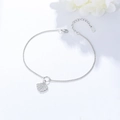 Silberne S925 Muschel-Fußkette mit Zirkonia für einen böhmischen Sommer-Strand-Look - 925er Silber / Weiß