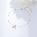Elegante cavigliera a coda di sirena in argento S925 con pavé di zirconi scintillanti - Argento 925 / Oro