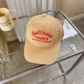 Classic khaki cotton baseball cap featuring vintage red embroidery and curved brim style - 56-58cm Adjustable / Khaki
