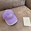 Casquette de baseball en coton violet foncé avec broderie blanche et bord large solaire - 56-58cm Ajustable / Violet